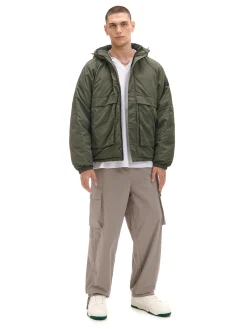 Oliwkowa kurtka z kapturem