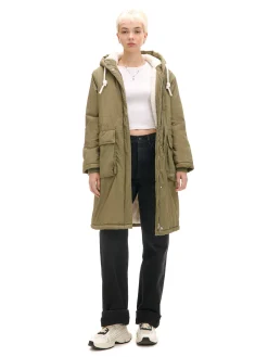 Oliwkowa parka z kapturem
