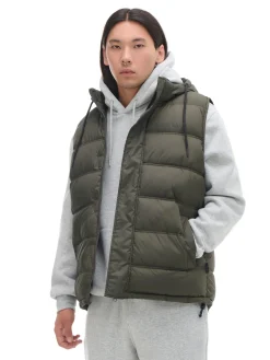 Oliwkowa pikowana kamizelka z kapturem