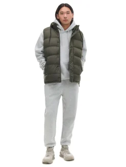 Oliwkowa pikowana kamizelka z kapturem