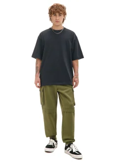 Oliwkowe dresowe joggery z kieszeniami