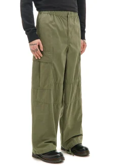 Oliwkowe spodnie loose z regulacją nogawek