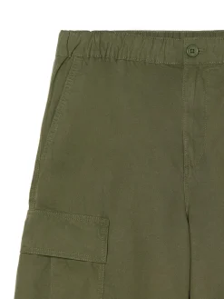 Oliwkowe spodnie loose z regulacją nogawek