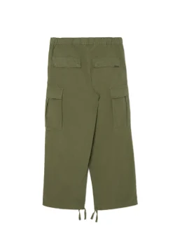 Oliwkowe spodnie loose z regulacją nogawek