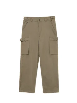 Oliwkowe spodnie loose z regulacją