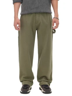 Oliwkowe spodnie wide leg