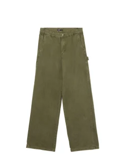 Oliwkowe spodnie z wieloma kieszeniami