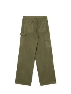 Oliwkowe spodnie z wieloma kieszeniami