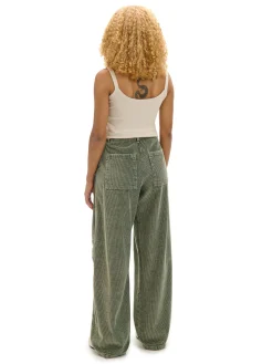 Oliwkowe sztruksowe spodnie