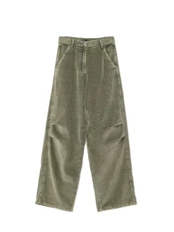 Oliwkowe sztruksowe spodnie