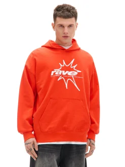 Pomarańczowa bluza hoddie i nadrukiem