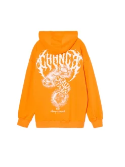 Pomarańczowa bluza z kapturem i nadrukiem UNISEX
