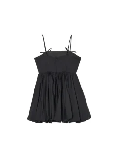 Popelinowa czarna sukienka mini