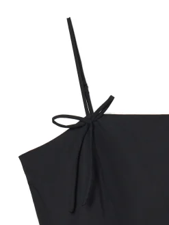 Popelinowa czarna sukienka mini