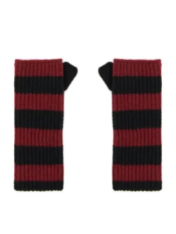 Rękawiczki mitenki w bordowe paski
