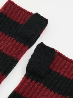Rękawiczki mitenki w bordowe paski