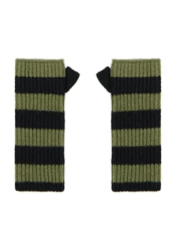 Rękawiczki mitenki w oliwkowe paski