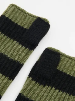 Rękawiczki mitenki w oliwkowe paski