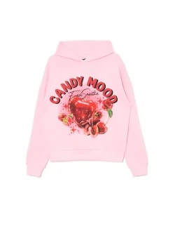 Różowa bluza z kapturem i nadrukiem