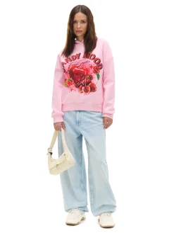 Różowa bluza z kapturem i nadrukiem