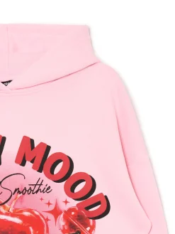 Różowa bluza z kapturem i nadrukiem