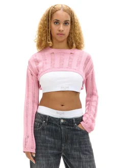 Różowy krótki sweter