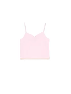 Różowy top z ozdobnym marszczeniem