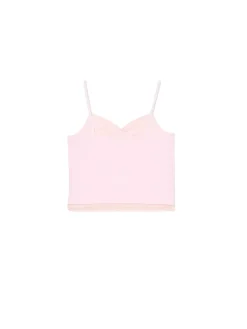 Różowy top z ozdobnym marszczeniem