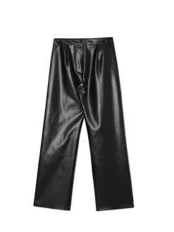 Spodnie straight z imitacji skóry