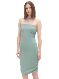 Sukienka midi z ozdobnym marszczeniem