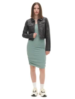 Sukienka midi z ozdobnym marszczeniem