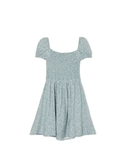 Sukienka mini z bufiastymi rękawami i kwiatowym nadrukiem