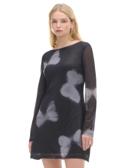 Sukienka mini z siateczkowymi panelami