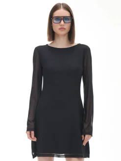 Sukienka mini z siateczkowymi panelami