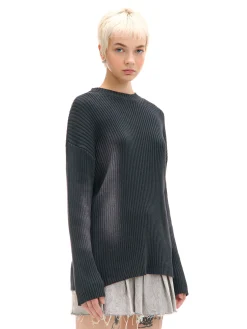 Sweter oversize z efektem sprania