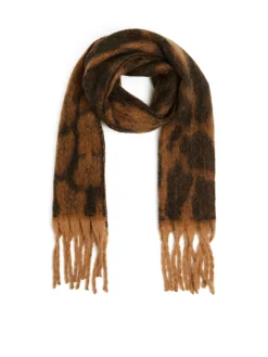 Szalik w panterkę z frędzlami