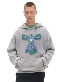 Szara bluza hoodie z nadrukiem