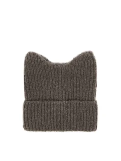 Szara czapka z kocimi uszkami