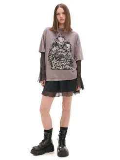 Szara koszulka z motywem kościotrupów UNISEX