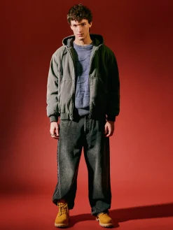 Szara kurtka bomber z kapturem