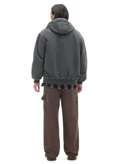 Szara kurtka bomber z kapturem