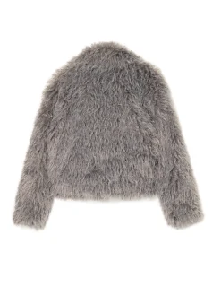 Szara kurtka z imitacji futra