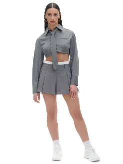 Szara mini z plisami