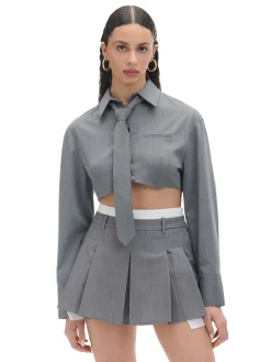 Szara mini z plisami