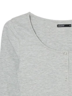 Szara prążkowana bluzka na napy