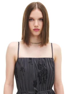 Szara sukienka midi w kwiaty