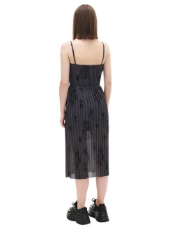 Szara sukienka midi w kwiaty