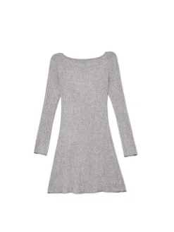 Szara sukienka mini z długimi rękawami