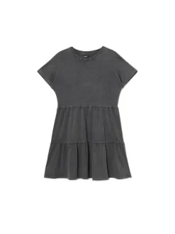 Szara sukienka mini z marszczeniami