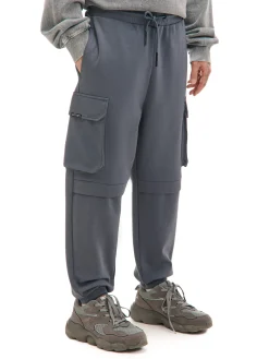 Szare dresowe joggery z kieszeniami